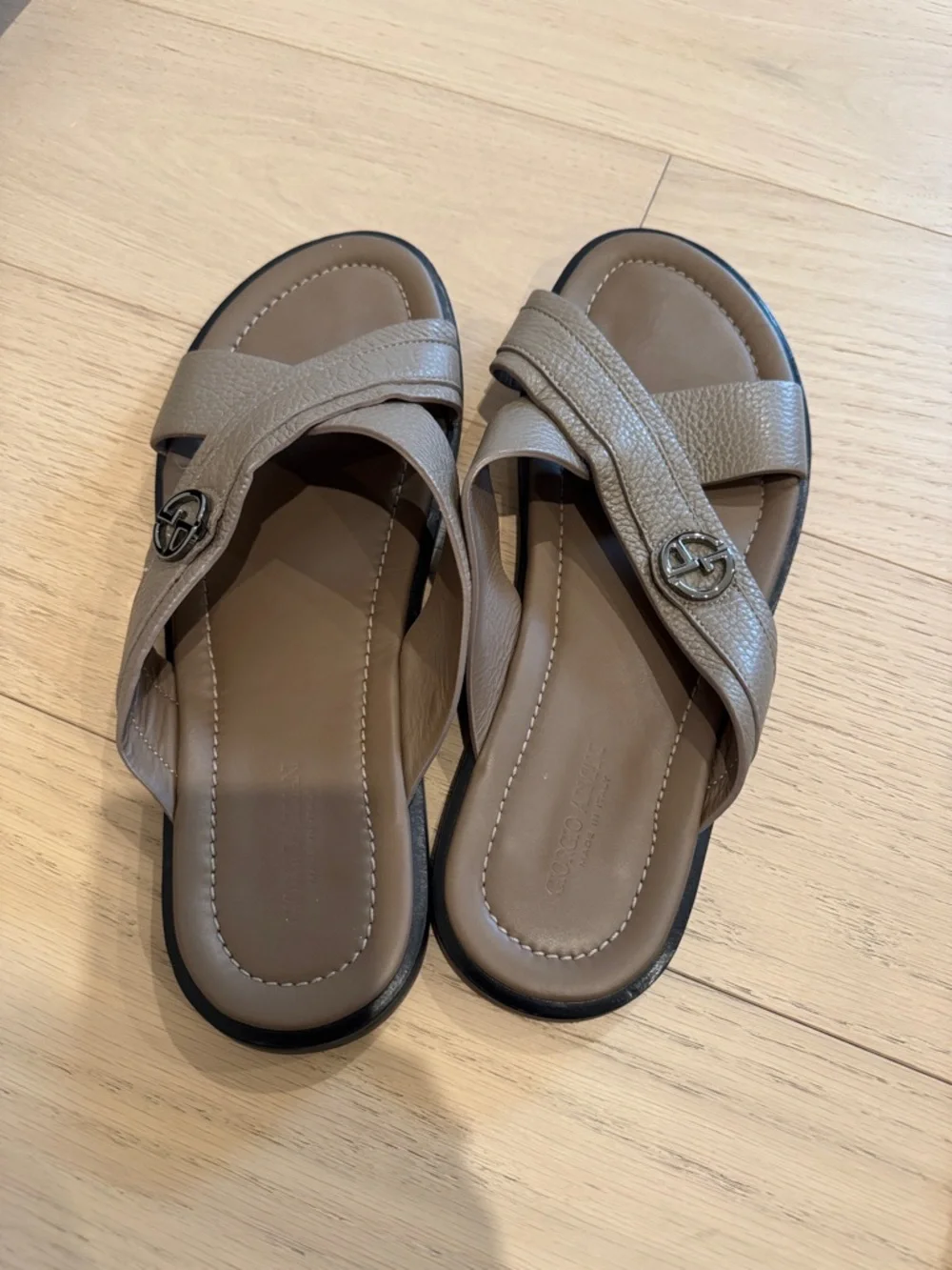 Giorgio Armani Taupe Leather Sandals Men size 8